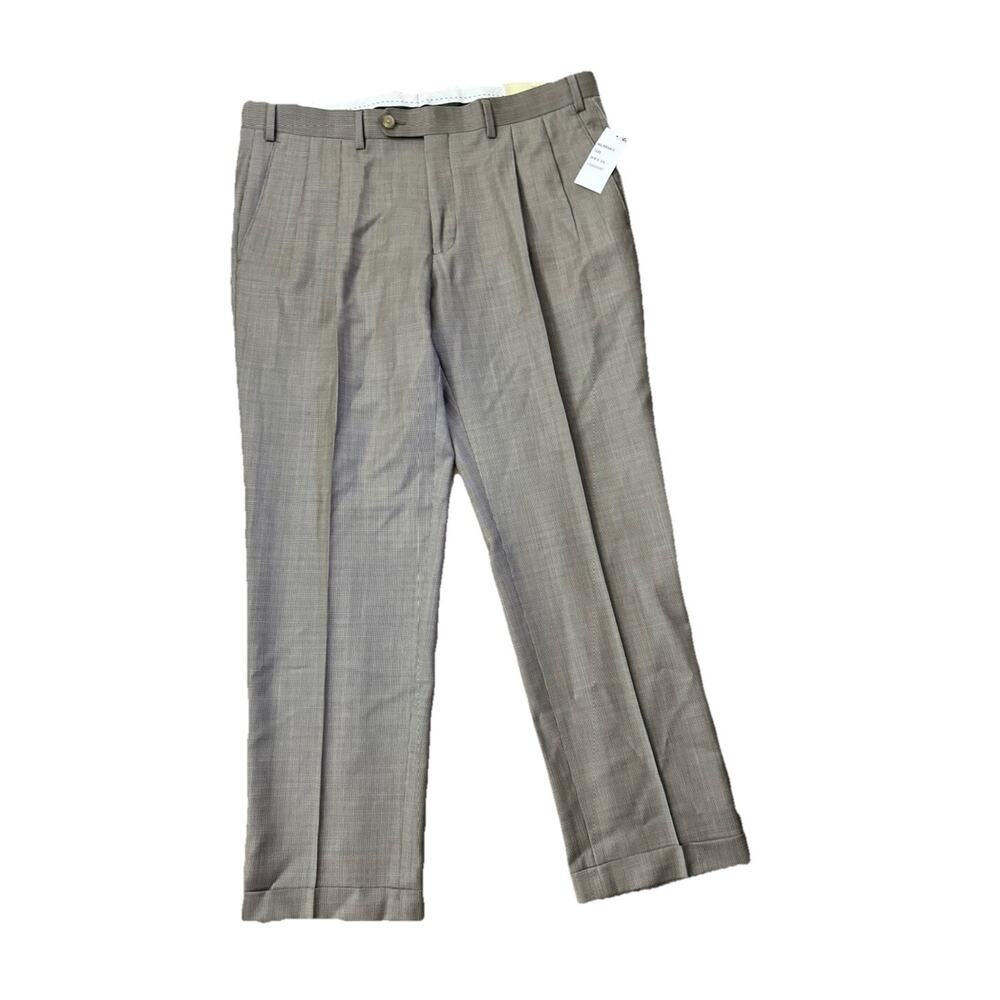 Ralph RALPH Lauren 36x 30 Pleated Pants 100% Wool￼Taupe- Cuffed Hem- New W Tags